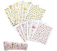JUGUTA 10 Hojas Pegatinas Para Uñas Navidad, Pegatinas Uñas, Nail Art Stickers, Pegatinas Uñas Decorativas, Decorativa Etiqueta Adhesivos, Autoadesiva Nail Art Stickers Decoración, Reno Dorado