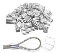 JUGUTA 150 Piezas, Mangas De Aluminio, Clips De Aluminio 2 Mm, Virolas De Aluminio De Presión Para Cuerda De Alambre, Casquillos De Aluminio Para Cables, Para Cable De Alambre, Colgar Cuadros