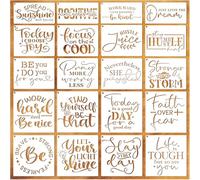 JUGUTA 20 Piezas Plantillas de Letras Inspiradoras, Plantillas de Citas Inspiradoras, Plantillas Lettering Reutilizables, Plantillas de Dibujos para Bullet Journal, Manualidades, Plantillas Pintar