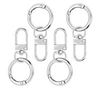 JUGUTA 4 Mosquetones Giratorios De Metal, Clips De Cierre Giratorio De 360 °, Con Doble Apertura, Llavero Con Mosquetón, Botón De Presión De Resorte Giratorio, Gancho De Presión Robusto(A)