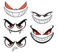 JUGUTA 5 Piezas Pegatinas Para Ojos, Ojos Robots Cortacésped, Pegatinas Robot Barredor Impermeables Autoadhesivas Para Los Ojos Para Coche Robot Aspirador Robot Cortacésped (Demonio)