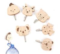 JUGUTA 6 Piezas Gancho Pared Animales,Perchero Madera Adhesivo Con Animales,Colgador Adhesivo Baño Madera,Gancho Pared Sin Agujeros,Ganchos Autoadhesivos Para Colgar,Colgadores Adhesivos,Wall Hooks
