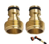 JUGUTA Adaptador grifo manguera dorado con rosca exterior de 6 partes 3/4 pulgadas y conector macho para sistema de acoplamiento 2 unidades compatible Gardena