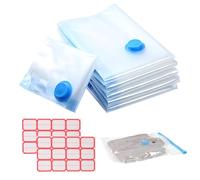 JUGUTA Bolsas De Vacío Para Ropa Viaje, 6 Unidades 30×40 Cm Bolsas Almacenaje Ropa Con 2 Etiquetas Autoadhesivas, Plegables, Ligeras, Flexibles Y Resistentes, Sacos Vacuo Para Equipaje