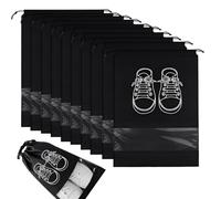 JUGUTA Bolsas Zapatos No Tejidas Impermeables, 10 Unidades Para Viaje O Almacenamiento De Zapatos, Botas Y Tacones, Color Negro, Tamaño 44Cm X 32Cm