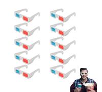 JUGUTA Gafas 3D, 10 Pares De Gafas De Papel Estéreo, Lentes Rojas Y Azules Para Películas 3D Y Decoración De Viajes