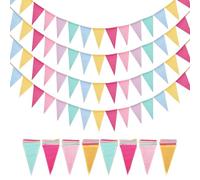 JUGUTA Guirnalda De Lino, Guirnalda Verde Para Exteriores,4 Metros, Banderines De Arpillera Rústica Para Decoración De Bodas, Fiestas, Bautizos (12 Unidades)