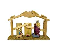 Jugutyeg Decoración de Belén Navideño con Figura de La Sagrada Familia de Resina de Caballo Y