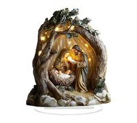 Jugutyeg Nacimiento de Jesús Adorno Acrílico Señal Calabaza Centro de Mesa Navideño Ornamento Rústico Figura Decorativa de Escritorio Adecuado para Oficina Com, 16.2 Cm X 20 Cm