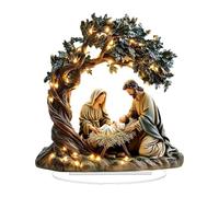 Jugutyeg Nacimiento de Jesús Adorno Acrílico Señal Calabaza Centro de Mesa Navideño Ornamento Rústico Figura Decorativa de Escritorio Adecuado para Oficina Com, 17.6 Cm X 20 Cm