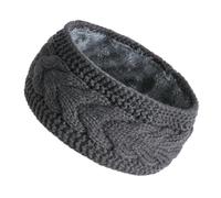 JuHongLeMin Diademas de punto para mujer, calentador de orejas de invierno, forro de terciopelo, resistente al viento y térmicas, para clima frío (gris oscuro)