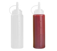 JUHONNZ Biberón Exprimible con Dosificador Antigoteo, 2x 250ml Aceitera Cocina de Plástico para Aceite & Salsas de Tomate & Vinagrera & Pintura, Dispensador de Biberones Cocina para Condimentos