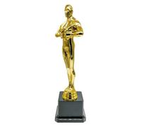 JUHONNZ Estatuilla de Oro, 26 cm Trofeo en Plástico Dorado - Premio para Campeones de Deportes, Competiciones, Fútbol, Balón de Oro y League | Trofeos para Niños, Escuela o Empresa