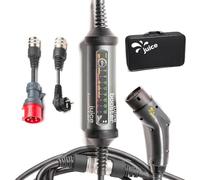 Juice Booster 2 Basic Set, Mobile Wallbox 22kW Sin Instalación, Cargador Coche Electrico con Cable Tipo 2, Ligero e Impermeable IP67, Incluye Adaptador CEE32 Rojo 3 Fases + EU Schuko