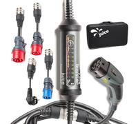 Juice Booster 2 Traveller Set, Mobile Wallbox 22kW Sin Instalación, Cargador Coche Electrico con Cable Tipo 2, Ligero e Impermeable IP67, Incluye 3 Adaptadores CEE 32/16 1-3 Fases + EU Schuko