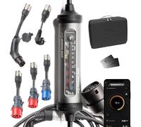Juice Booster 3 Air Traveller Plus Set, Mobile Wallbox 11kW con App, Sin Instalación, Cargador Coche Electrico con Cable Tipo 2, Ligero e Impermeable, Incluye 3 Adaptadores CEE + EU Schuko + Tipo 2
