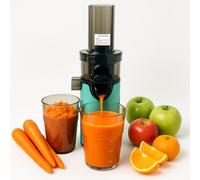 JuiceInstant - Extractor de zumos compacto para frutas y verduras, prensado en frío, exprimidor eléctrico sin BPA, con tamiz, antigoteo, licuadora lenta que conserva vitaminas (Agua)