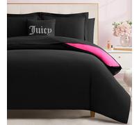 Juicy Couture Alexis - Juego de edredón Reversible, Cama King en una Bolsa, Color Negro/Rosa Intenso, colección de Ropa de Cama de 8 Piezas