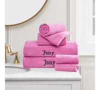 Juicy Couture Alyssa - Lujoso Juego de 6 Toallas de baño, (2) Toallas de baño, (2) Toallas de Mano y (2) paños de baño, Color Rosa Intenso