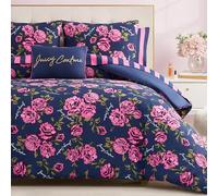 Juicy Couture Bed in a Bag - Juego de edredón de poliéster, Color Azul Marino/Rosa, tamaño Individual