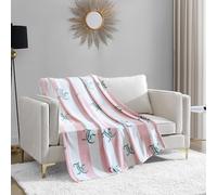 Juicy Couture Cabana - Manta Afelpada de Felpa Rosa a Rayas de 50 x 70 Pulgadas, Lujosa Manta de Felpa de Microfibra para máxima Comodidad y Calidez acogedora