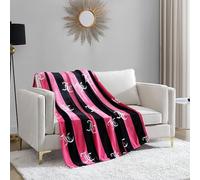 Juicy Couture Cabana - Manta de Felpa de Color Rosa Intenso a Rayas de 50 x 70 Pulgadas, Lujosa Manta de Felpa de Microfibra para máxima Comodidad y Calidez acogedora