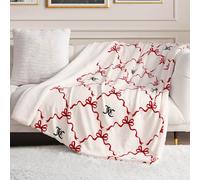 Juicy Couture Colcha Reversible de Felpa de Sherpa 127 x 152 cm, Rojo Hermoso Lazo a Cuadros