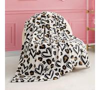 Juicy Couture Doodle Cheetah Heart - Manta de Peluche (127 x 177,8 cm), Color Blanco