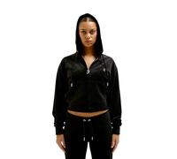 Juicy Couture Iccle Hoodie Kapuzensweatjacke, Sweatjacke mit Kapuze und Reißverschluss aus Velour in Verschiedenen Farben Sudadera con Capucha, Negro, M para Mujer