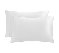 Juicy Couture Juego de 2 Fundas de Almohada de satén para Cabello y Piel, Color Blanco Puro, tamaño King, Fundas de Almohada refrescantes de satén Sedoso con Cierre de sobre