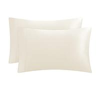 Juicy Couture Juego de 2 Fundas de Almohada de satén para Cabello y Piel, tamaño King, Color Marfil, Fundas de Almohada refrescantes de satén Sedoso con Cierre de sobre