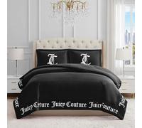 Juicy Couture, Juego de edredón de 3 Piezas de diseño gótico, 1 edredón de 274 x 234 cm y 2 Fundas de Almohada de 51 x 91 cm, Resistente a Las Arrugas, decoración de Dormitorio prémium, King, Negro