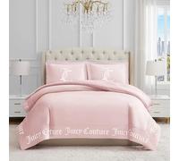 Juicy Couture, Juego de edredón de 3 piezas, diseño gótico, 1 edredón de 229 x 234 cm y 2 fundas de almohada de 51 x 66 cm, resistente a las arrugas, decoración de dormitorio prémium, Queen, Rosa nube