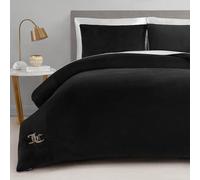 Juicy Couture Juego de edredón de Terciopelo Negro Individual/Individual XL, Juego de Ropa de Cama de Lujo de 2 Piezas