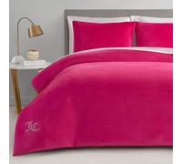 Juicy Couture Juego de edredón de Terciopelo Rosa Intenso, tamaño matrimonial/Queen, Juego de Ropa de Cama de Lujo de 3 Piezas