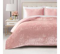 Juicy Couture - Juego de edredón y Fundas de Almohada de Terciopelo Arrugado, tamaño Twin, 2 Piezas: 1 edredón de 173 x 229 cm y 1 Funda de Almohada de 51 x 66 cm, Color Rosa