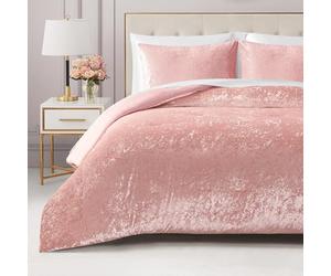 Juicy Couture - Juego de edredón y Fundas de Almohada de Terciopelo Arrugado, tamaño Twin, 2 Piezas: 1 edredón de 173 x 229 cm y 1 Funda de Almohada de 51 x 66 cm, Color Rosa