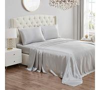 Juicy Couture Juego de sábanas de satén, 4 Piezas, Color Gris