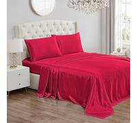 Juicy Couture Juego de sábanas de satén tamaño Queen, Juego de sábanas sedosas de Bolsillo Profundo con 1 sábana Bajera, 1 sábana encimera y 2 Fundas de Almohada, Resistente a Las Arrugas y