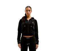 Juicy Couture Madison Hoodie Kapuzensweatjacke, Sweatjacke mit Kapuze und Reißverschluss aus Velour in Verschiedenen Farben Sudadera con Capucha, Negro, XS para Mujer