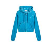 Juicy Couture Madison Hoodie Kapuzensweatjacke, Sweatjacke mit Kapuze und Reißverschluss aus Velour in Verschiedenen Farben Sudadera con Capucha, Azulejo Turco, S para Mujer