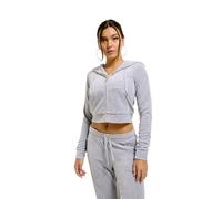 Juicy Couture Madison Hoodie Kapuzensweatjacke, Sweatjacke mit Kapuze und Reißverschluss aus Velour in Verschiedenen Farben Sudadera con Capucha, Silver Marl, M para Mujer