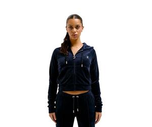 Juicy Couture Madison - Sudadera con Capucha y Cremallera de Terciopelo para Mujer, Azul Oscuro, S