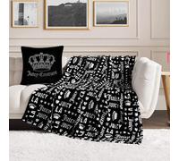 Juicy Couture - Manta | Crown Royal | Felpa y acogedora | Mantas Decorativas para sofás, sillas y Camas| Lujosa y Suave | Decoración Elegante del hogar | Mide 50 x 70 Pulgadas | Negro/Blanco
