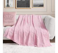 Juicy Couture Manta de Felpa en Relieve de 60 x 70 Pulgadas, Color Rosa Claro con Corazones de Cereza