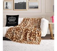Juicy Couture - Manta | Regent Leopard | Felpa y acogedora | Mantas Decorativas para sofás, sillas y Camas| Lujosa y Suave | Decoración Elegante del hogar | Mide 50 x 70 Pulgadas | Marrón