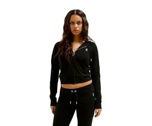 Juicy Couture Oola Hoodie Kapuzensweatjacke, Jersey Sweatjacke mit Kapuze und Reißverschluss in Verschiedenen Farben Sudadera con Capucha, Negro, L para Mujer