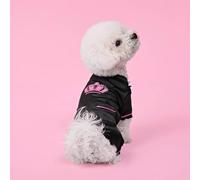 Juicy Couture Pijama de satén Sedoso para Perros y Gatos, Color Negro, Pijamas para Mascotas Medianas/Grandes