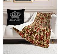Juicy Couture Sherpa - Manta Reversible (127 x 152,4 cm), diseño de Nudos Rojos sobre Guepardo