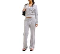 Juicy Couture Tina Track Pants Samtige Sweathose Trainingshose mit Kordelzug Jogger für Sport Freizeit Fitness in Versch. Farben Pantalones Informales, Silver Marl, S Mujeres